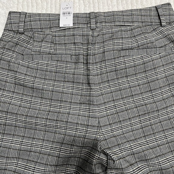 Loft Trouser High Waisted Glenn Plaid Pants Sz 8 Wide Leg Gray With Pockets - Picture 8 of 16
